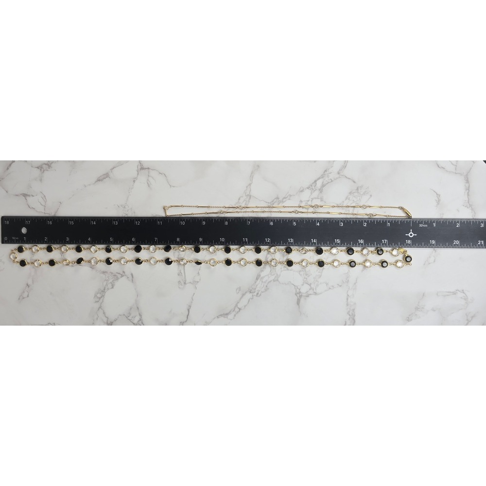 Swarovski Black and Clear Crystal Station Necklace 36in with 20in Accent Chain - Picture 10 of 10